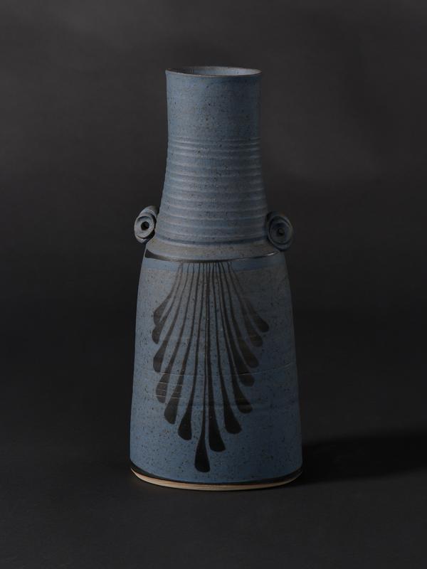 Tall blue procelain vase