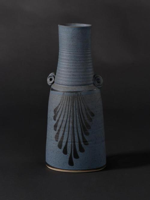 Tall blue procelain vase