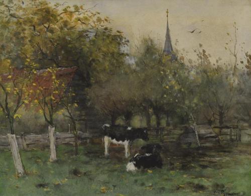 Untitled (Calves in Orchard)