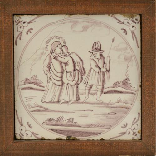 Tile with Scene of Betrayal of Christ by Judas