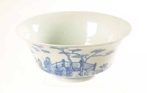 Blue and White Bowl with Figures in Scene