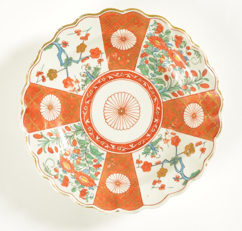 Worcester Plate in the style of Kakiemon and Prunus Pattern