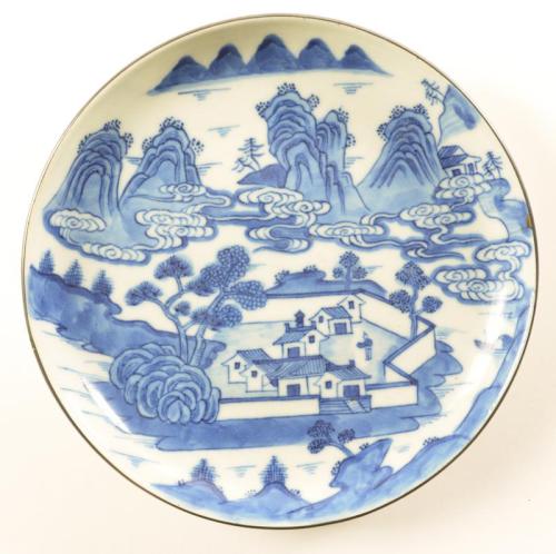 Blue and white saucer