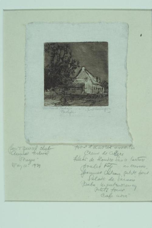Old French Cottage, Beaupre - Menu for Pen & Pencil Club Annual Festival