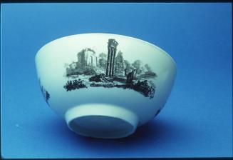 Worcester Steep Sided Bowl with Figures in Landscape by Robert Hancock