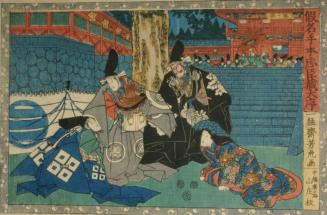 The Forty-seven Ronin:   Act l.  Lady Enya with Tadayoshi and Wakasa at Hachiman Shrine