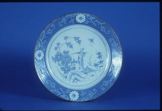 Dish with Oriental Figure, Flowers and Insect