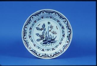 Dish with Floral and Rock Motif