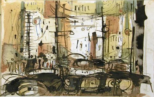 Untitled (Streetscape with Figures)