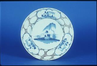 Plate with Oriental Architectural Landscape Motif