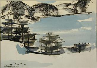 Untitled (Boats in Harbour and Hills)