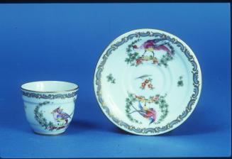 Limoges Cup with Exotic Bird Motif