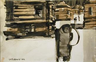 Untitled-Log Houses and Figure