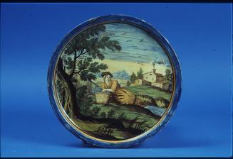 Earthenware Plate with Pastoral Scene