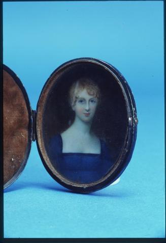 Portrait of a Woman in a Blue Empire Style Dress