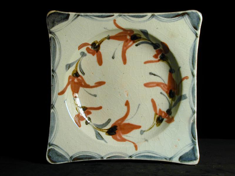 Square Stoneware Plate by Takeichi Kawai