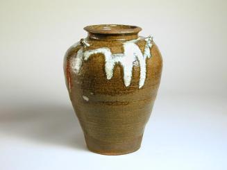 Tamba Ware Tea Jar with Iron Drip Glaze on Shoulder