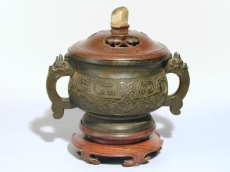 Lidded Bronze Pot & Stand