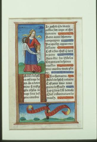 Page from a book with an Illuminated Illustration Showing the Delphic Sybil
