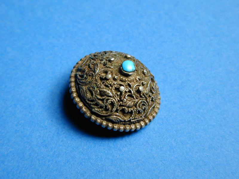 Silver and Turquoise Button