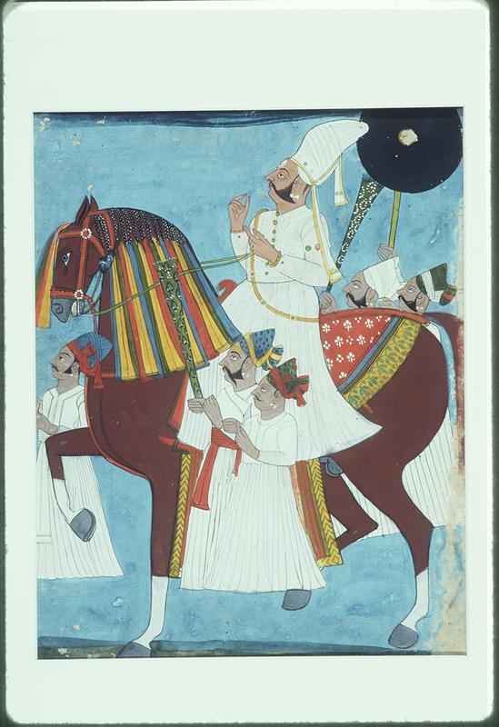 Maharajah Rani Singh on Horseback with Attendants