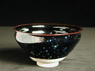 Kita's Temmoku Tea Bowl of Fantasy Varied Colour with Sky's Pupils and Silver Stars
