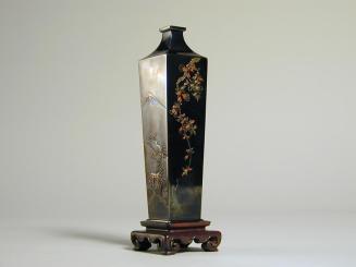 Rectangular Vase with Tooled Silver Decoration