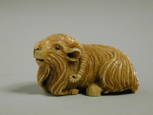 Netsuke shaped like a Reclining Goat