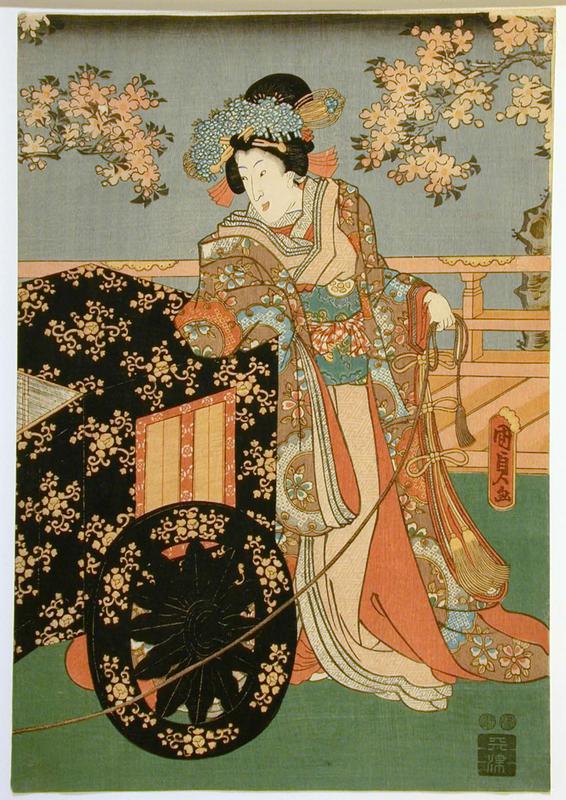 Geisha Leaning on Flower Cart