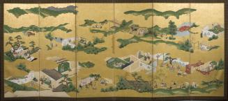 Screen with Narrative Scene from Classical Japanese Literature