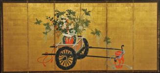Untitled (Festive Cart with Vase of Flowers)