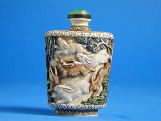 Ivory Snuff Bottle with Design of Rabbits