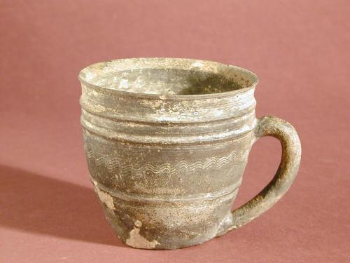 Pottery Cup with Incised Wavy Pattern