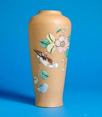 Yixing Vase with Birds, Flowers and Calligraphy