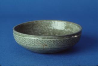 Greenware  Bowl with Impressed Diamond Trellis
