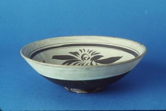 Shallow Bowl with Chocolate  Floral Sprays