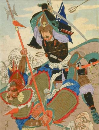 Samurai Battling a Mongol Invader