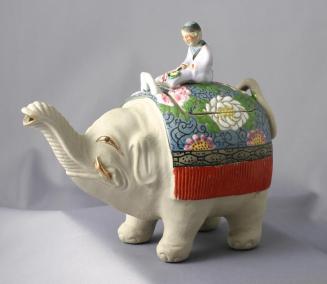 Banko Ware Teapot in the form of a Man Seated on an Elephant