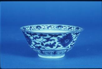 Blue and White Bowl with Flower Spray