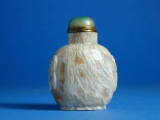 Macaroni Agate Snuff Bottle with Low Relief Mask & Ring Handles