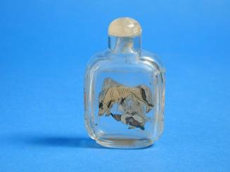 Clear Glass Snuff Bottle with inside painting of eight horses