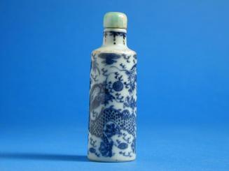 Porcelain Blue and White Snuff Bottle with Dragon Design