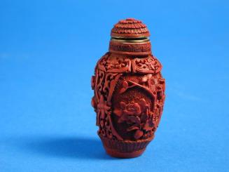 Cinnabar lacquer Snuff Bottle carved with flowers