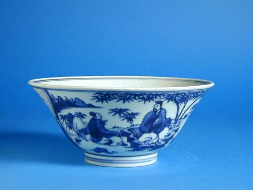 Blue and White Bowl with Seven Sages