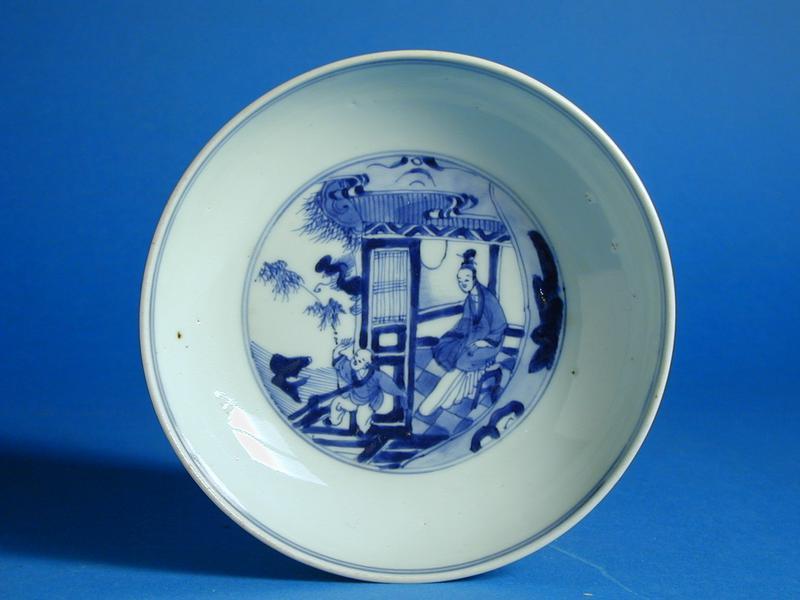 Dish with Lady in Pavillion and Small Boy Motif