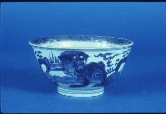 Bowl with underglaze blue kylin design
