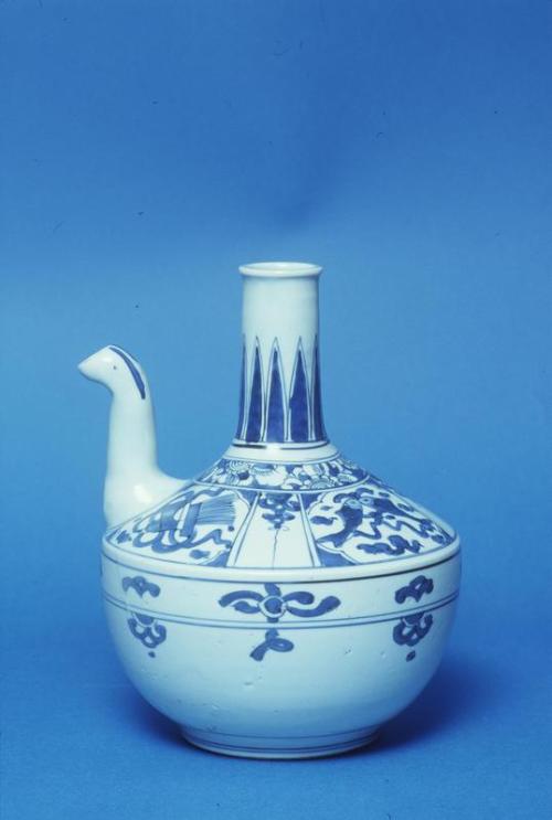 Blue and White Ewer with Buddhist Emblem of Fish