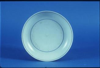 White Dish with Blue Rings