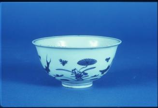 Blue and White Bowl with Swimming Fish Motif
