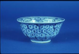 Blue and White Bowl with Sanskrit Vraja Symbol